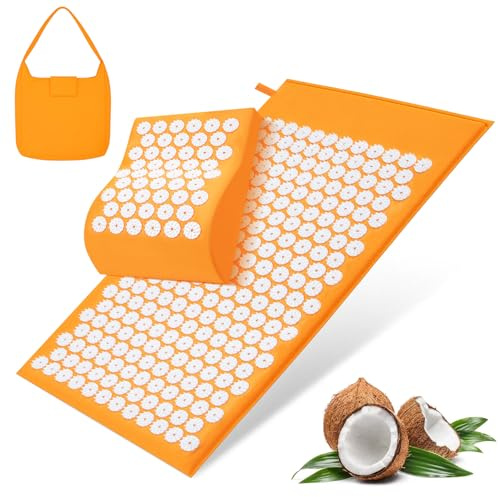 Toemics Akupressurmatte & Kissen Set – 100% Kokosfaser Füllung – Effektive Massage Matte zur Linderung von Verspannungen, Förderung der Durchblutung & Entspannung
