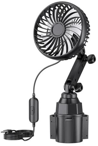 Buxuaaaa USB Powerful Quiet Car Cooling Fan Rotatable Portable Car Cup Holder Fan for Truck Interior Accessories Cup Holder