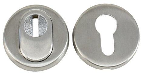 Gussmeister Schutzrosette aus Edelstahl, Matt gebürstet, Zylinderabdeckung, Zieh- und Anbohrschutz, für Türen, Stahlgrau (Brushed)