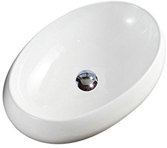 HomeLava Lavabo sobre encimera Material de cerámica Lavabo con sistema de desagüe, 48 * 33 * 15cm (Ovalado)