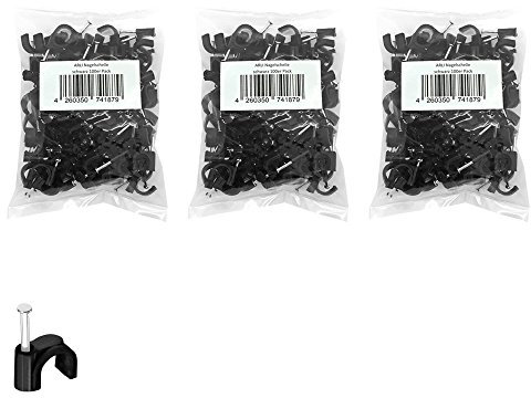 Nagelschelle 12mm 300x Kabelschelle schwarz allzweck Nagelschellen Rundschelle Kabelbefestigung Kabel Befestigung Nagel universal 12 mm ARLI 300 Stück