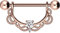 PIERCINGLINE Chirurgenstahl Nippelpiercing Barbell ORIENTALISCHES DESIGN + KRISTALL Piercing Brust Nippel Brustwarze Roségoldfarben 16 mm
