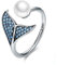 Meerjungfrauenschwanz-Handschmuck S925 Perlenring Öffnung verstellbar Ringe für Frauen Kinder Geburtstagsgeschenk Valentinstag Geschenke, Kristall 925 Sterling-Silber,