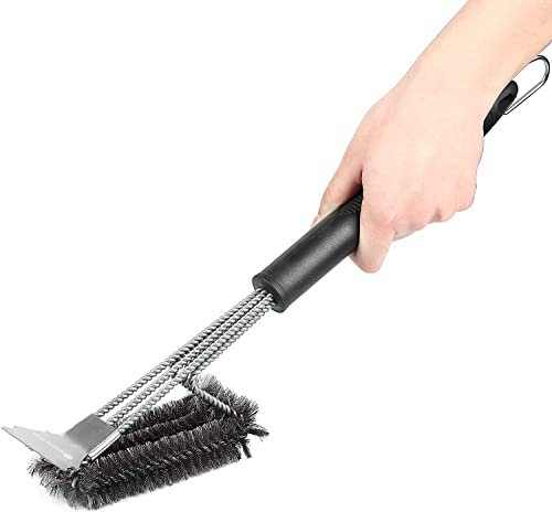 GRANDMA SHARK 18 Grill Cleaning Brush, BBQ Grill Barbecue Brush with Extra Long Stainless Steel Bristles PP Thermal Insulation Handle, Perfect Barbecue Accessories for Charcoal Gas Electric Grill