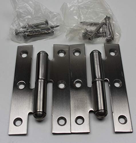 2 Stück Edelstahl Scharnier 102x57x2,5mm, MX S/S links, Type H, Tür-Scharnier Tür-Band Beschlag Massiv gelagert Edelstahl Materialstärke 2,5 mm + Schrauben