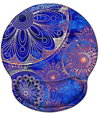 Ergonomische Unterstützung für die Handgelenkstütze der Mausmatte, ToLuLu Gel-Mauspad mit rutschfestem Memory Foam-Mauspad auf Gummibasis, Maus-Handgelenkstütze zur Schmerzlinderung am, blaues Mandala
