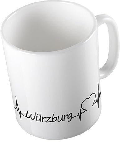 Hellweg Druckerei Huuraa Kaffeetasse Würzburg Herzschlag Puls Geschenk Idee Keramik 330ml Kaffee-Becher mit Namen deiner Lieblingsstadt
