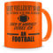 Samunshi® Ich denke an Football Tasse Kaffeetasse Teetasse Kaffeepott Kaffeebecher Becher H:95mm/D:82mm neon orange