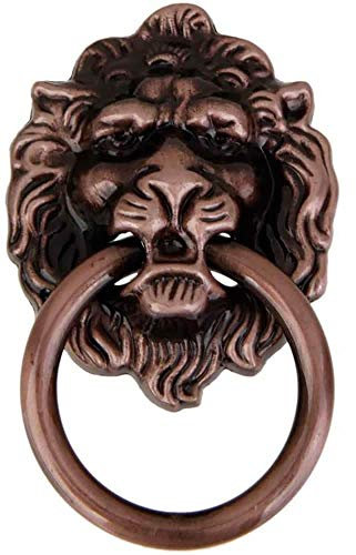 POFET 10pcs Vintage Retro Style Türknauf Griff Griff Schrank Schublade Metall Pull Ring Antik Lions Kopf Rot Bronze