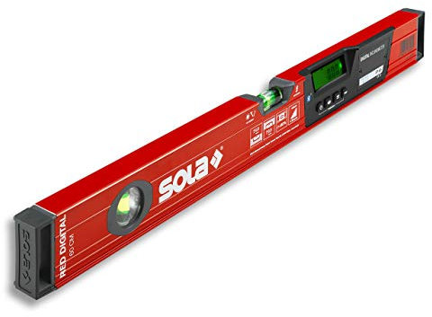SOLA - RED 60 digital - digitale Wasserwaage 60 cm mit Bluetooth - Wasserwaage digital mit LCD - Fernsteuerung über Smartphone und App - Neigungsmesser digital - IP65