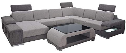 JVmoebel Ecke Stoff Modern XXL Couch Wohnlandschaft Textil Sofa U-Form B2015 Stoff +Tisch