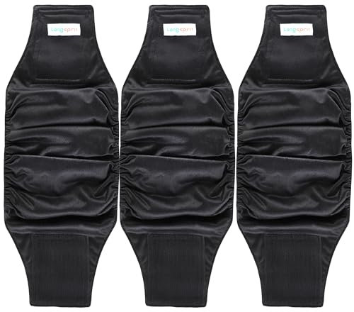 Langsprit Bauchbänder für Männer (3 Stück) – hochabsorbierende Hundewickel für männliche Hunde, waschbar, Wiederverwendbare Windeln für Rüden (Schwarz, XL)