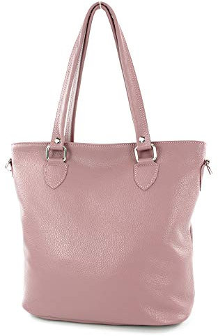 modamoda de - T215 - Italienische Ledertasche Shopper Large, Farbe:Altrosa