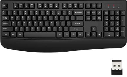 EDJO Wireless Keyboard, Ergonomic 2.4G Full Size Wireless Keyboard with Wrist Rest for Windows, Computer/Laptop/PC Mac OS (Black)