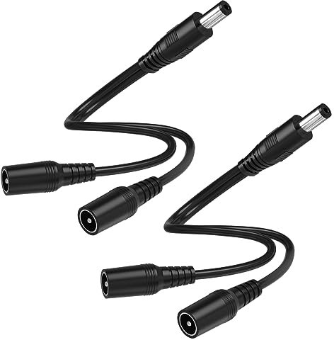 2 Pack SIOCEN 1 Male to 2 Female Cord 5.5mm x 2.1mm,DC Power Splitter Cable for CCTV Security Cameras,Y Splitter Adapter Wire,2 Way Y-Cable