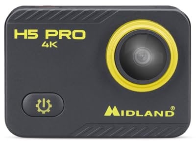 Midland H5 PRO Ultra HD 4k Action Kamera, C1515, WiFi, 2 LC Display, Akku 1050mAh, mit Diverse Halterungen