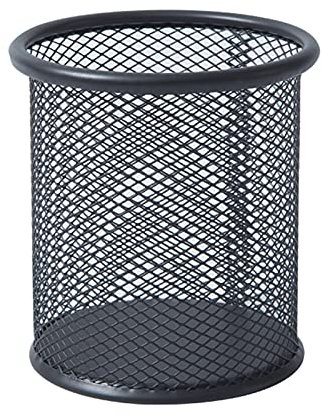 Mesh Pen Pot Pen Holder Mesh Pencil Holder for Desk Office Pen Organizer Desk Organiser Mesh Desk Tidy Pen Holder Multifunctional Organizer Wire Mesh Pen Cup Black (Round)