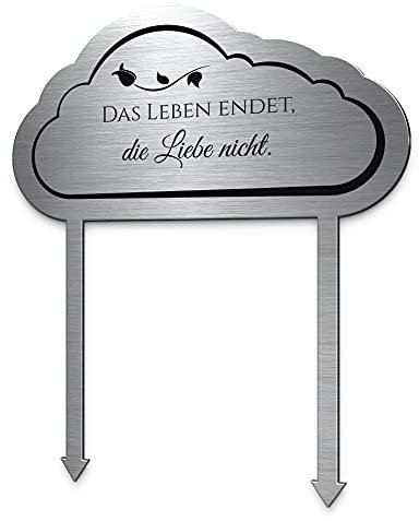 CHRISCK design Grabschmuck für Kindergrab Grabstecker Wolke aus Edelstahl mit Motiv oder Spruch | Liebevoller und individueller Sternenkinder Grabschmuck | Wetterfest und hochwertig