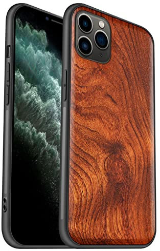 Carveit Hülle für iPhone 11 Pro Max Case [Elegante Rosenholz] [Weich TPU Stoßstange] Stoßfeste Handyhülle Kompatibel mit 11ProMax Hülle Holz （Natürliche Holzmaserung）