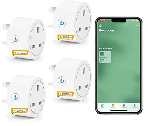 Smart Plug WiFi Socket Compatible with Apple HomeKit, Alexa and Google Assistant, Mini WiFi Plugs APP Remote/Voice Control with Timer and Device Sharing Function, 16A No Hub Required Pack of 4