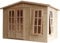 Gartenhaus Holz 6 m2 - H232 x 332 x 222 cm - Große multifunktionale Gartenhütte - Gerätehaus Holz Garten-Studio – Holzhaus Office im Garten - Braun bituminöse Schindeln - TIMBELA M334FB+H334FBBROWN