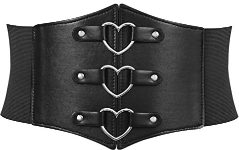 LEACOOLKEY Korsett-Gürtel für Damen, breiter, elastischer Wespie-Gürtel für Halloween-Kostüme, Schnür-Cinch-Taillengürtel für Kleider