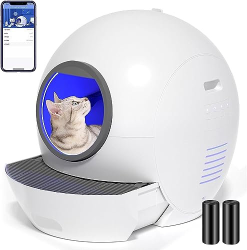 ELS PET Selbstreinigende Katzentoilette: Katzenklo Extra-Groß Automatische mit APP-Kontrolle & Sicherer Alert & Smart Health Monitor für Mehrere Katzen