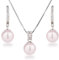 Schöner-SD Perlenset Halskette Creolen-Ohrringe 925 Silber Rhodium hell-rosa