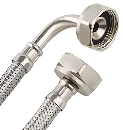 ATCO 3/4 IG x 3/4 IG L: 250 cm 90° Bogen Flexschlauch Panzerschlauch mit Winkel Flexibler Schlauch Verbindungsschlauch Anschlussschlauch Edelstahl Verlängerung