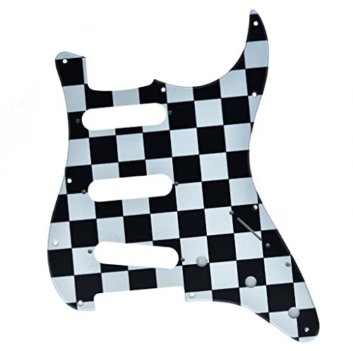 KAISH Pickguard ST/Strat Style Pickguard SSS Pick Guard für USA/Mexico Stratocaster/Strat Schwarz/Weiß Gitter