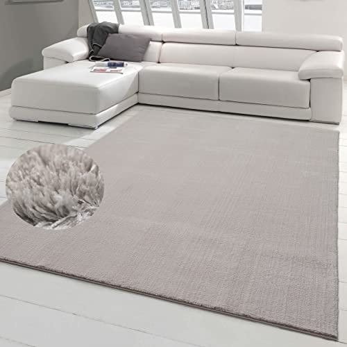 Flauschiger Teppich für die Sofaecke, waschbar (Schadstoff-geprüft), Sandfarben, 140x200 cm
