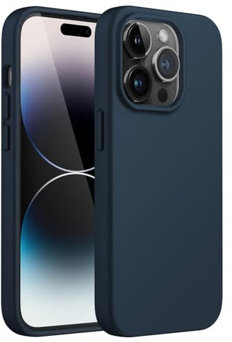 JETech Silikon Hülle für iPhone 14 Pro Max 6,7 Zoll, Ganzkörper Handyhülle mit Seidig-Weicher Berühren, Stoßfest Schutzhülle mit Mikrofaser-Futter (Navy)