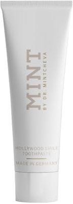 MINT Hollywood Smile Zahnpasta mit Whitening-Effekt (85ml) – Vegane & fluoridfreie Premium Zahncreme – Effektive Zahnaufhellung für Zuhause mit Ultra Polish Technologie - By Dr. Mintcheva