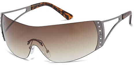 YAMEIZE Trendy Rimless Y2K Wraparound Sunglasses - for Women Men Stylish Frameless Oversized Wrap Around Glasses Cycling Sport Shopping Outdoor