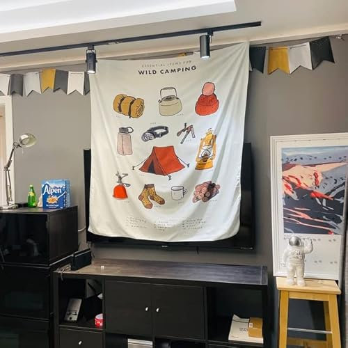 ESCATIC Korean Wild Outdoor Camping Wandbehang Tapisserie Minimalismus Tapisserie Wohnheim Hintergrund Stoff Decoraton Decke Für Zuhause-90x70CM,B,China