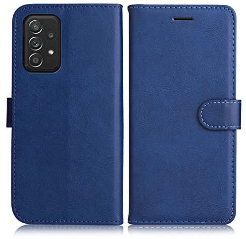 DENDICO Coque pour Galaxy A52 4G / Galaxy A52 5G / Galaxy A52S 5G, PU en Cuir Coque Portefeuille Étui Housse, Design Classique TPU Coque pour Samsung Galaxy A52 4G / A52 5G / A52S 5G, Bleu Marin