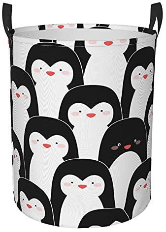 Wäschekorb mit Pinguinen, zusammenklappbarer Aufbewahrungskorb, Kleiderkörbe, Kinderzimmer für Zuhause, Büro, Wohnheim
