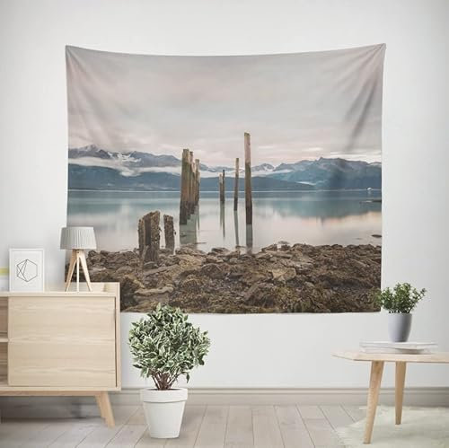 EHOMERY Wandteppich für Küche Wanddekoration Tumblr Berge Und Flüsse Wandbehang Kinder Tapisserie Unter 5 Wohnzimmer Schlafzimmer Wandbehang Dekoration 200x200cm