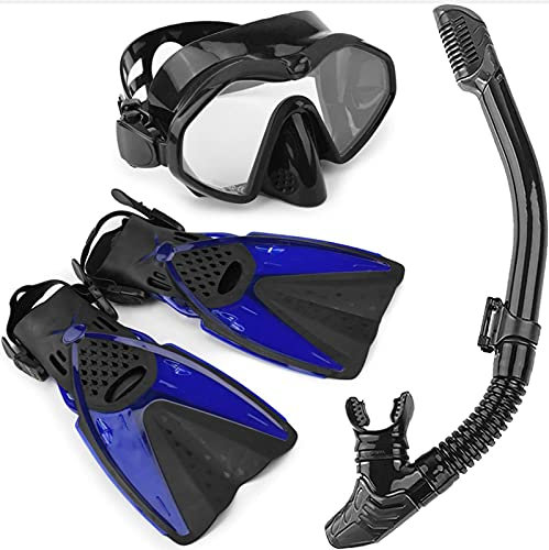 Tauchflossen, Schnorchelmasken-Set, verstellbare Flossen, Scuba-Antibeschlag-Schnorchelbrille, Flossen-Set, Schnorchelausrüstung, Tauchzubehör (L/Groß) Feito NA China