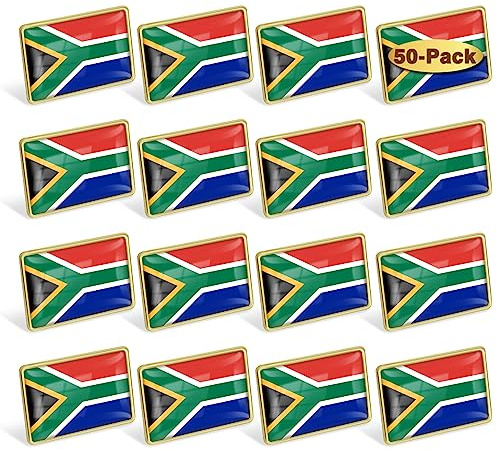 12/24/50/100Pcs South Africa Flag Lapel Pins Bulk - Metal South African Brooch Badge Souvenir for Men Women Clothes Bags Hats