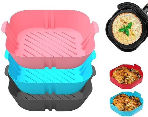 Maoxiaoge Recipientes Para Freidora De Aire 3 Piezas, Accesorios Freidora De Aire,Air Fryer Accessories Base Antiadherente Reutilizable