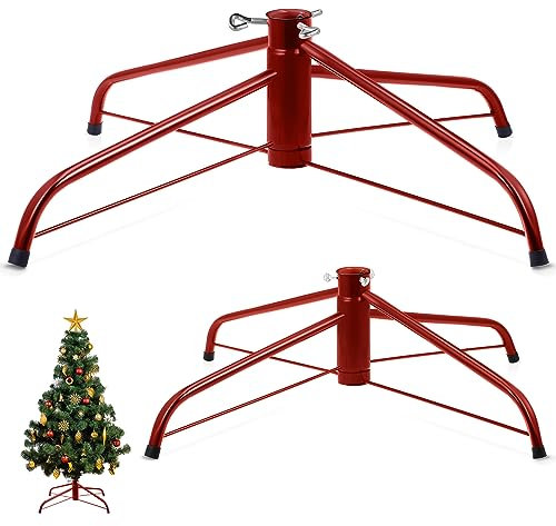 Hotop 2 Stück 61 cm und 40,6 cm großer Weihnachtsbaumständer für künstlichen, faltbaren Metall-Weihnachtsbaumständer, Ersatz-Weihnachtsbasis für 6,5 bis 2,4 m, passend für Stangen bis zu 3,3 cm und