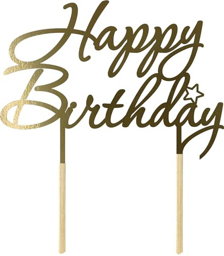 Tortenstecker für Torte - Cake Topper - HAPPY BIRTHDAY - Happ Tortendekoration - Kuchendeko - Cake-Topper - Cupcake Topper für Geburtstag - Tortenaufsatz aus Pappe