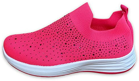 Pogolino Damen Sneakers Glitzer Slip On Sportschuhe Laufschuhe Freizeitschuhe (Pink 42)
