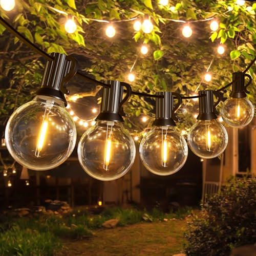 Lichterkette Außen, 15M LED Lichterkette Outdoor mit 25+1 G40 Glühbirnen Plastik, Wasserdicht Innen/Außen Lichterketten Außen Strom für Garten, Terrasse, Balkon