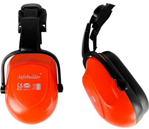 SAFEBUILDER Paraorecchie da 30 dB per cuffie rigide tipo paraorecchie di sicurezza per casco di sicurezza Paraorecchie Protezione dell'udito ANSI S3.19, Tipo di casco Arancione 07e Paraorecchie,
