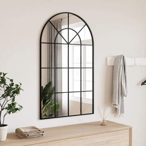 Gecheer Specchio da Parete,per Camera,Corridoio,Soggiorno,Bagno,Specchio pensile,Specchio da Parete Moderno,Specchio da Trucco,Specchio da Parete con Cornice,Nero 60x100 cm Arco in Ferro