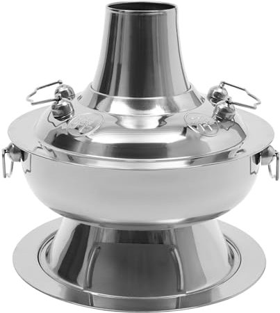 Zalydala Hotpot cinese a carbone, 0,6 gal vintage in acciaio inox per escursioni, picnic, riunioni, feste e ristoranti, con mestolo e colino (argento, 0,5gal)