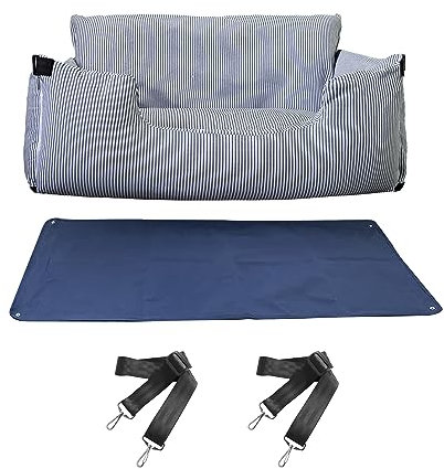 Johnear Hunde Autositz Sitzerhöhung für große Hunde Reisebett mit Abnehmbarer wasserdichter Oxford Matte,2 Pockets 110cm Hundesofa für 2 Hunde Auto Rückbank rutschfeste Hundesofa mit Sicherheitsgurt