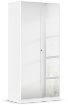 Rauch Möbel Reflect, Kleiderschrank, Farbe Weiß, Breite 91 cm | Schrank, 2-türig, mit Spiegel, Zubehör Basic, für Schlafzimmer, Kinderzimmer, Studentenwohnung, Garderobe, Flur